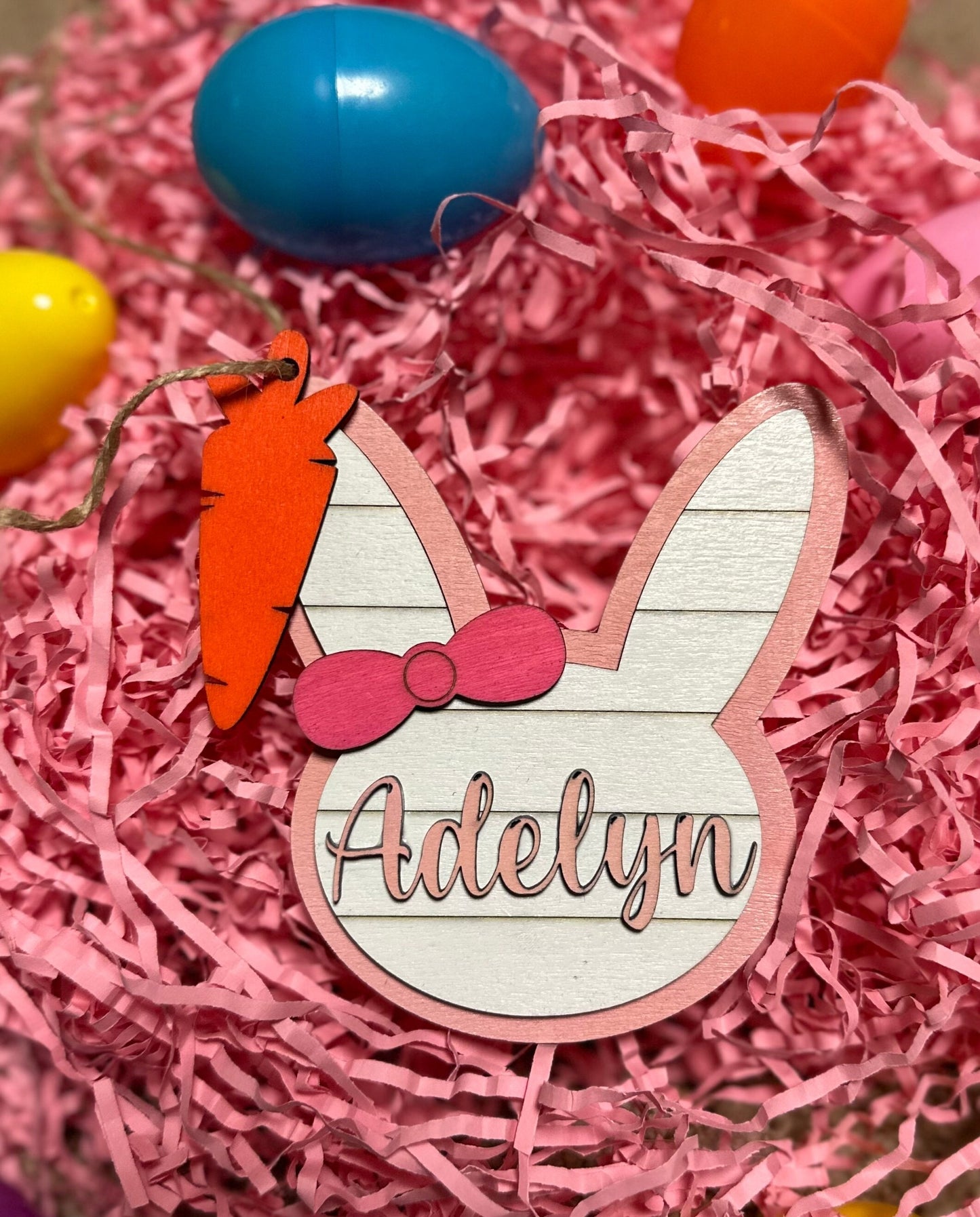 Custom Easter Basket Name Tag, Personalized Easter Gift, Easter Gift with name engraved, Childrens Easter Gift, Custom name Easter Bunny