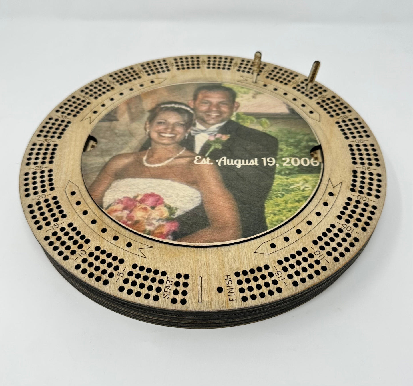 Photo Cribbage Board Gift, Logo, Personalized Round 4 Track Color Cribbage Board, Unique Cribbage, Your Design, Your Custom Image with Text