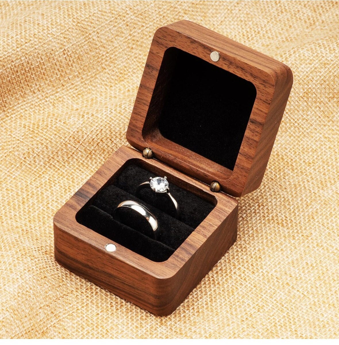 Custom Engraved Ring Bearer Box, Personalized Ring Box, Custom Jewelry Box, Double Ring Box, Wedding Ring Box