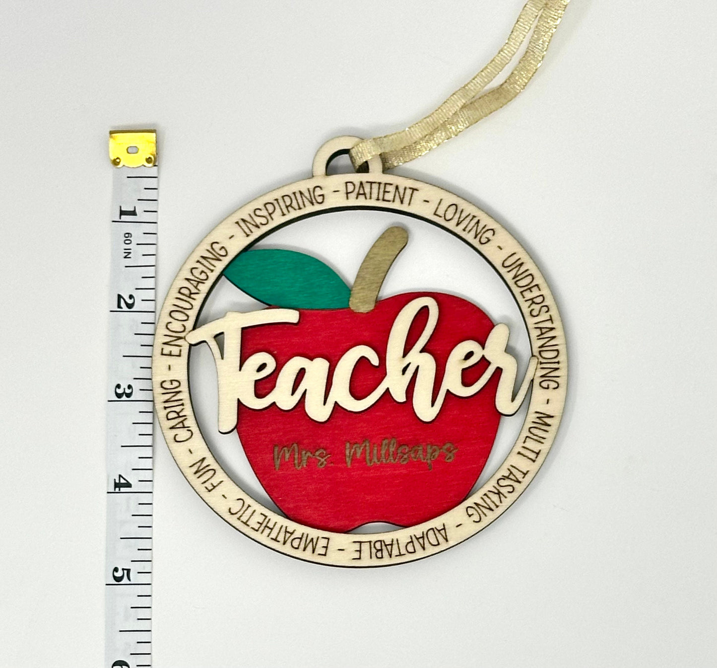 Custom Teacher Christmas Ornament, Personalized Teacher Ornament, Teacher Ornament with Name, Engraved Teacher Ornament, Christmas Ornament