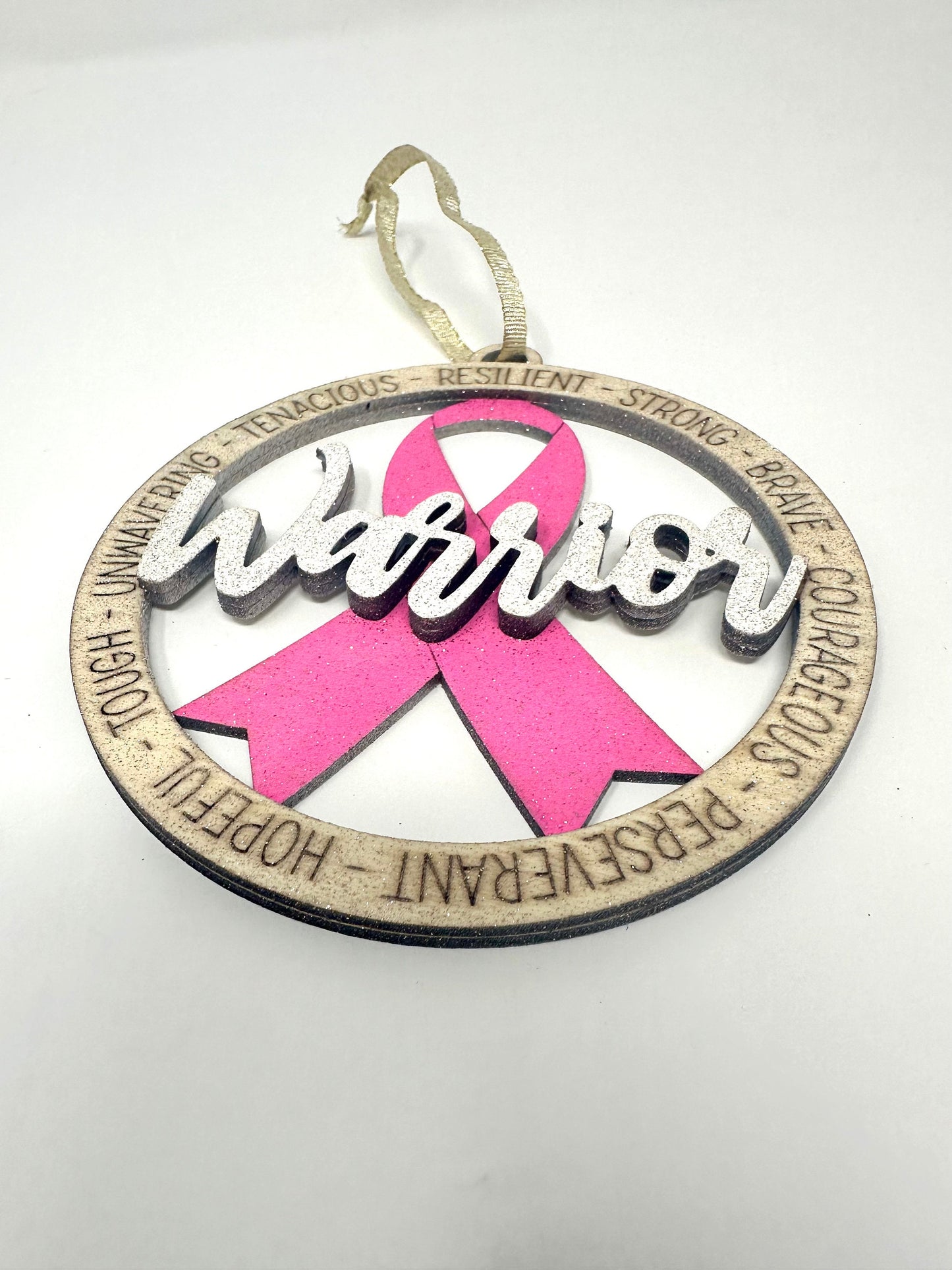 Breast Cancer Warrior Christmas Ornament, Breast Cancer Ornament, Pink Ribbon Ornament, Breast Cancer Gift