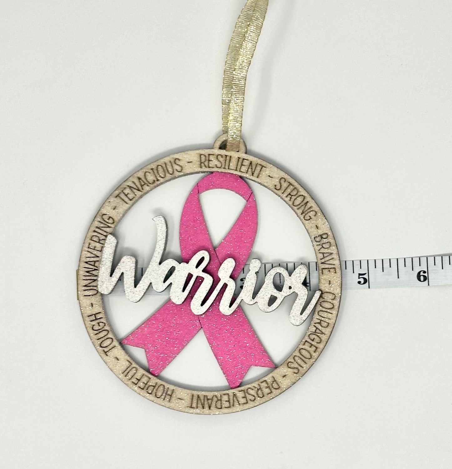 Breast Cancer Warrior Christmas Ornament, Breast Cancer Ornament, Pink Ribbon Ornament, Breast Cancer Gift