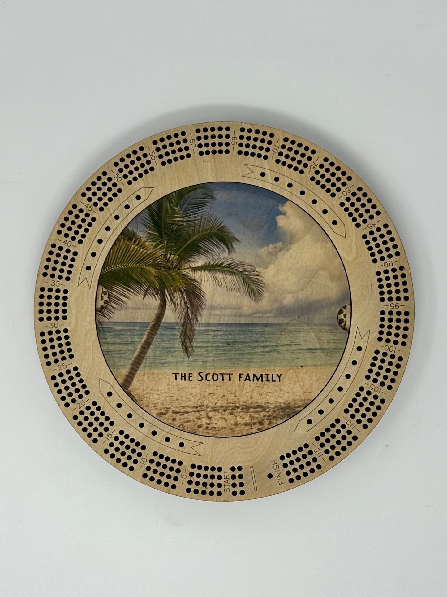 Photo Cribbage Board Gift, Logo, Personalized Round 4 Track Color Cribbage Board, Unique Cribbage, Your Design, Your Custom Image with Text