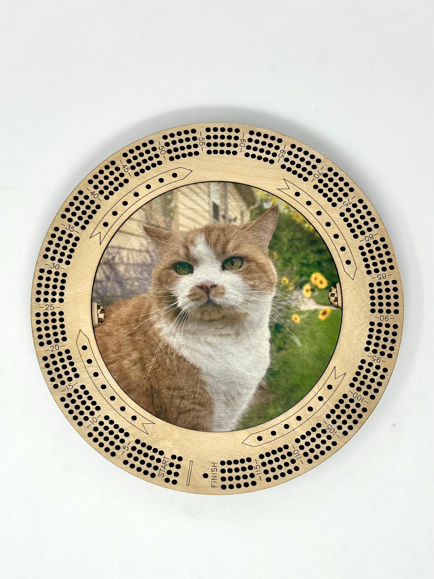 Photo Cribbage Board Gift, Logo, Personalized Round 4 Track Color Cribbage Board, Unique Cribbage, Your Design, Your Custom Image with Text