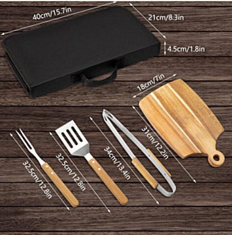 Custom BBQ Tool Grill Accessories Set in Carrying Case Personalized Grilling Set Father's Day Gift for Him Birthday Gift