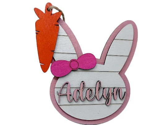 Custom Easter Basket Name Tag, Personalized Easter Gift, Easter Gift with name engraved, Childrens Easter Gift, Custom name Easter Bunny