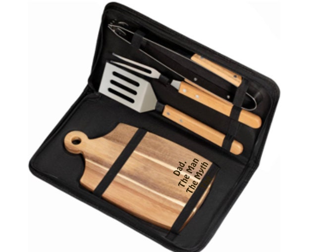 Custom BBQ Tool Grill Accessories Set in Carrying Case Personalized Grilling Set Father's Day Gift for Him Birthday Gift