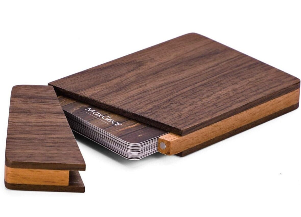 Custom Engraved Wood Business Card Holder Gift for Him Fathers Day Gift Birthday Gift Gift for Her Business Owner Business Professional