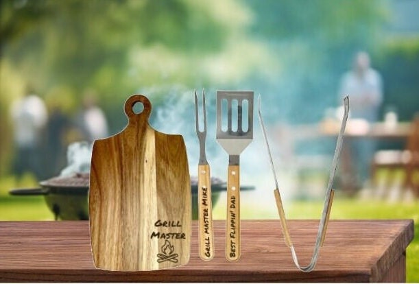 Custom BBQ Tool Grill Accessories Set in Carrying Case Personalized Grilling Set Father's Day Gift for Him Birthday Gift
