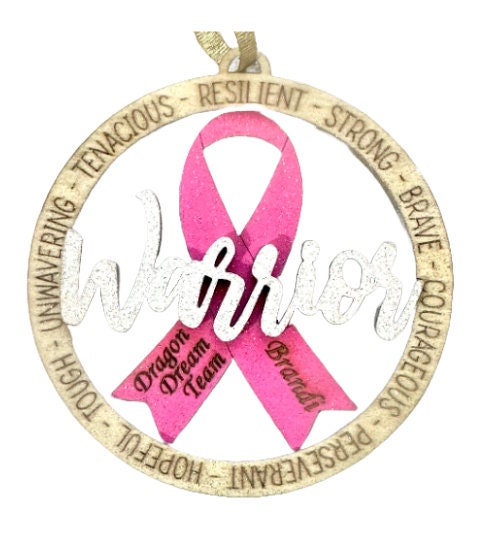 Breast Cancer Warrior Christmas Ornament, Breast Cancer Ornament, Pink Ribbon Ornament, Breast Cancer Gift