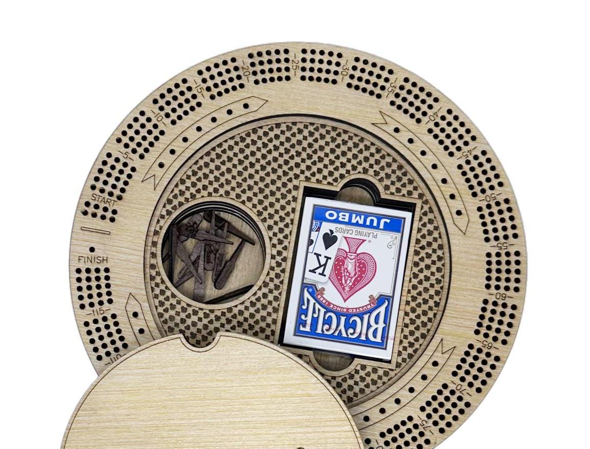 Custom Sports Team Cribbage Board, Any Sports Team, Football Team, Basketball Team Game Board Engraved, Cribbage Board with Pegs and Lid