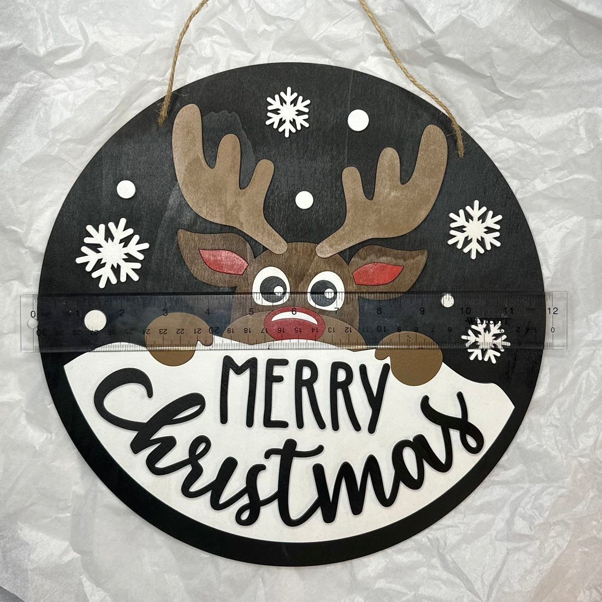 Merry Christmas Rudolph Welcome Sign, Christmas Door Sign, Christmas Welcome Sign, Holiday Welcome Sign