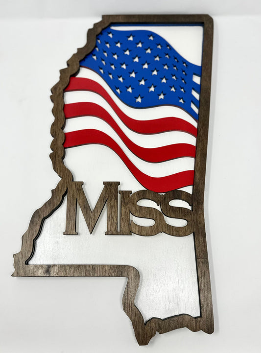 Mississippi Flag Sign State Wood Sign with Flag Sign for State Wall Decor Engraved State Sign Mancave Sign Any State Wood Mancave Wall Sign