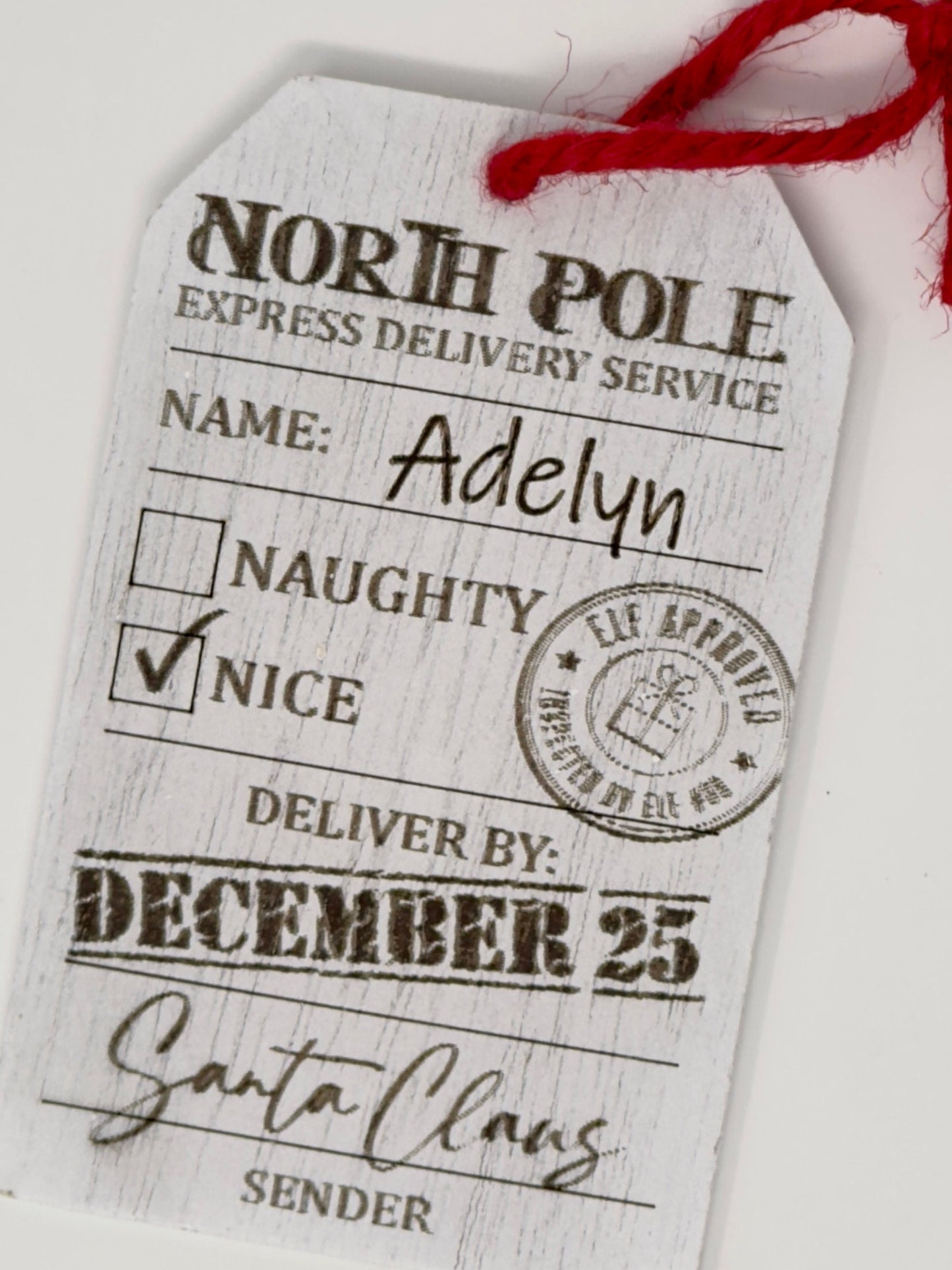 Custom Gift Tag from Santa, North Pole Gift Tag with Name, Personalized Gift Tag