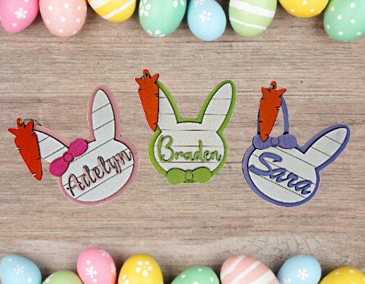 Custom Easter Basket Name Tag, Personalized Easter Gift, Easter Gift with name engraved, Childrens Easter Gift, Custom name Easter Bunny