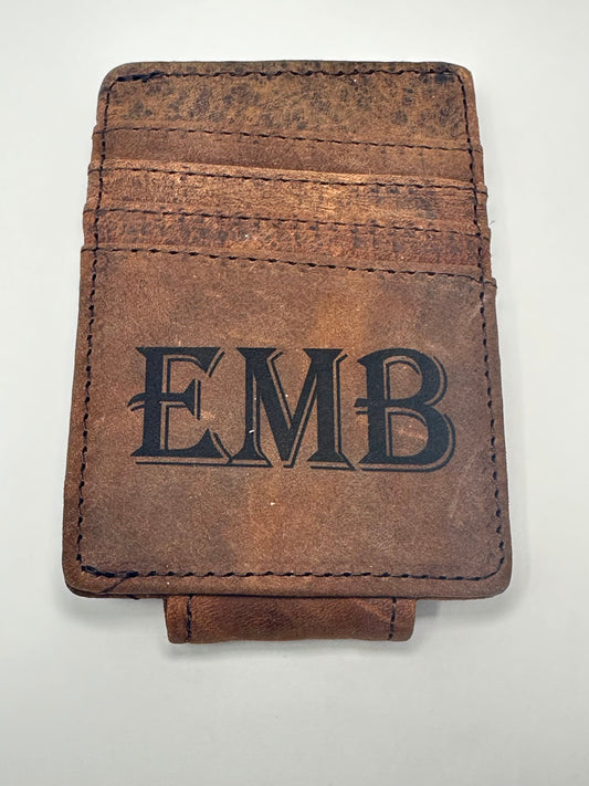 Personalized Leather Magnetic Wallet Money Clip, Custom Money Clip, Personalized Leather Money Clip with Initials Name Men Personalized Gift
