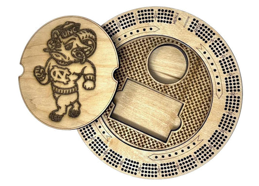 Custom Sports Team Cribbage Board, Any Sports Team, Football Team, Basketball Team Game Board Engraved, Cribbage Board with Pegs and Lid
