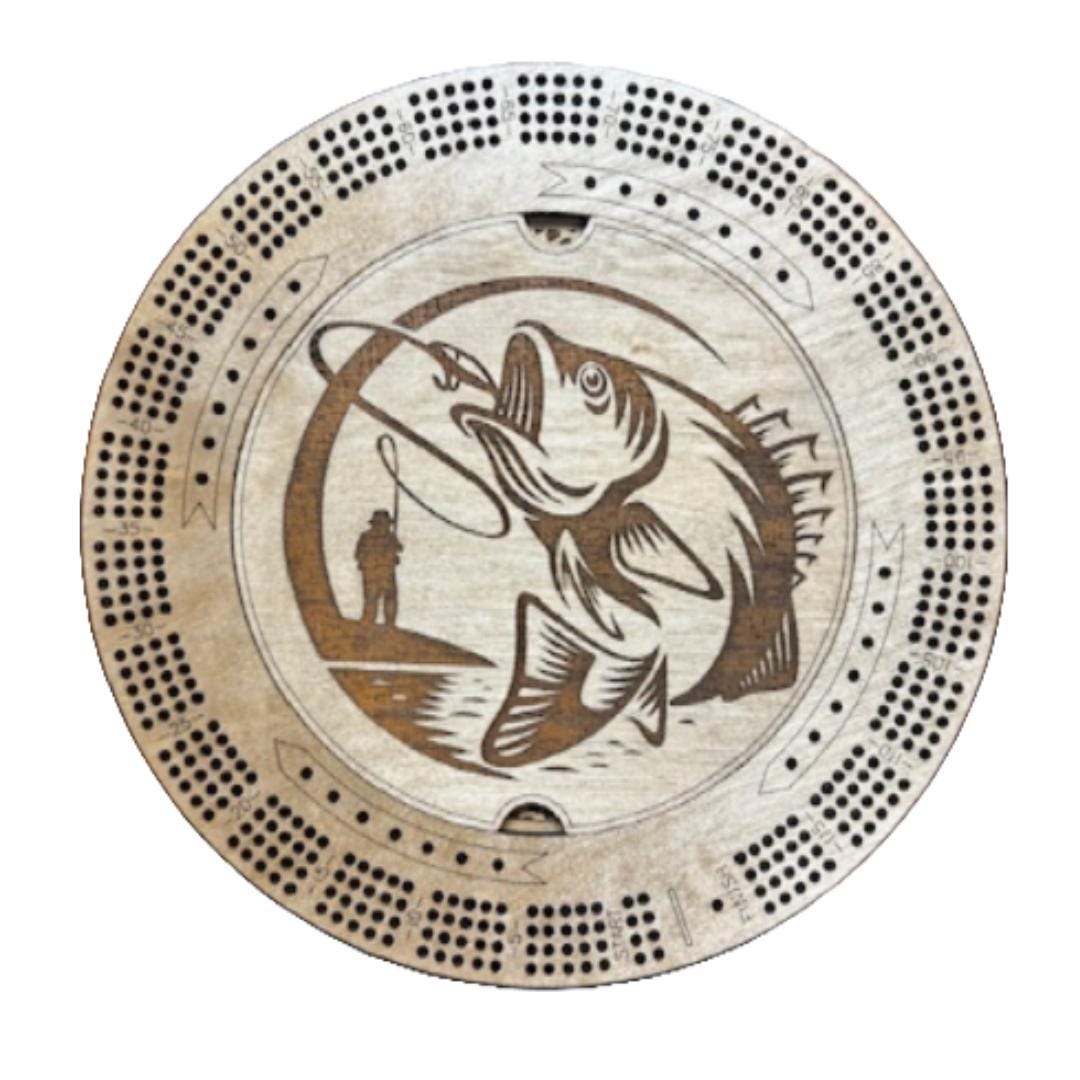 Custom Fishing Cribbage Board Fly Fishing Love to Fish Bass Fisherman Fishing Game 4 Track Cribbage with Pegs with Storage Fisherman Gift