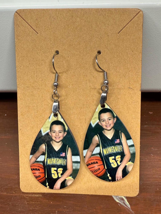 Custom Photo Sports Earrings, Custom Jewelry, Personalized Jewelry